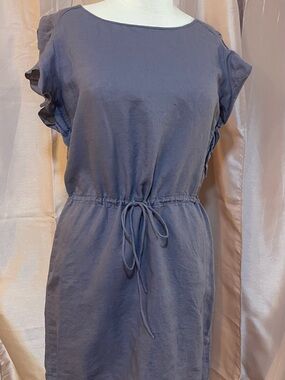 J. Crew Lavender Linen Drawstring Waist Midi Dress